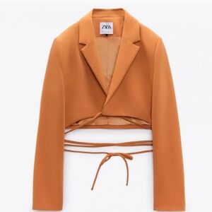 NWT - Zara Orange Crop Blazer
